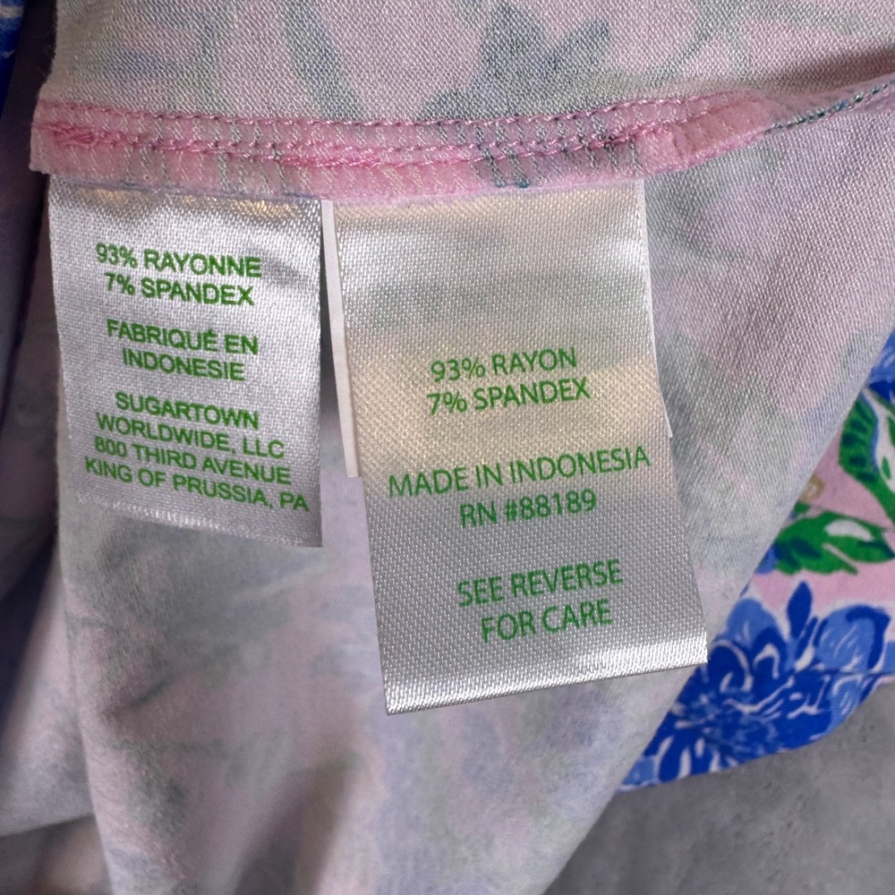 Lilly Pulitzer Sophiletta Shift Dress Womens L Pink Blue Floral Notched Neck - Picture 6 of 8